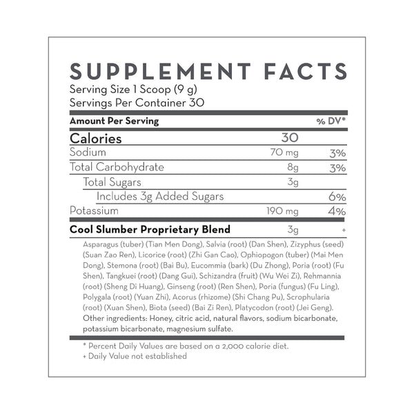 Cool Slumber | Herbal Support for Hot, Restless Sleep Supplement Facts