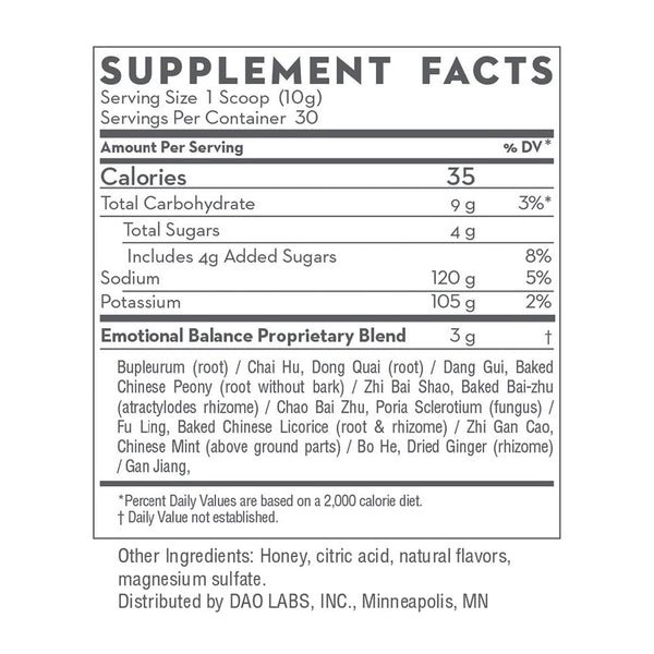 Emotional Balance Supplement Facts