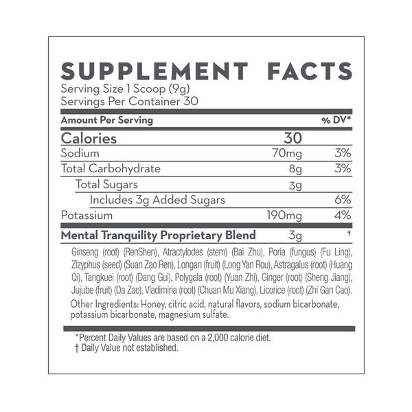 Mental Tranquility | Herbal Support for Racing Thoughts and Stress Supplement Facts